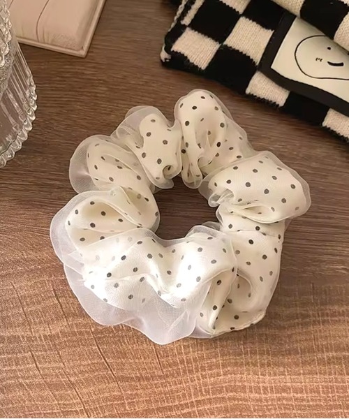 ammy.(エイミードット)の「【 ammy. / エイミードット 】 シフォン ドット シュシュ(シュシュ・レディース・ホワイト/ブラック・FREE)」の4枚目の写真