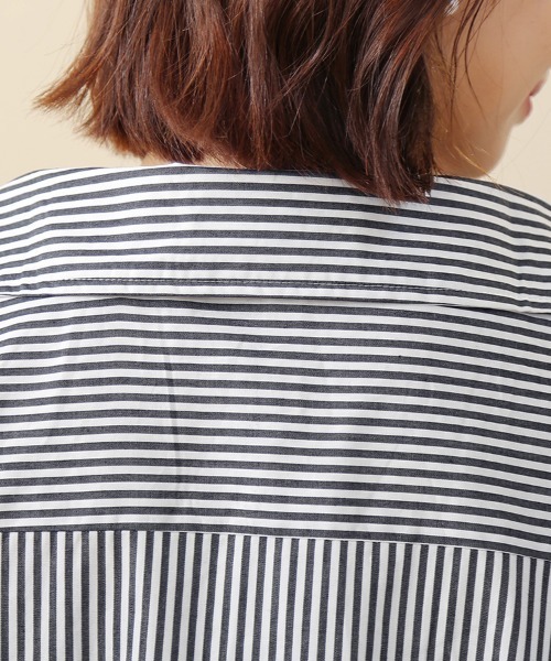 ONEP STAR(ワンピスター)の「ストライプロングシャツワンピース(シャツ/ブラウス・レディース・ブルー/ライトブルー/ブラック・FREE)」の18枚目の写真