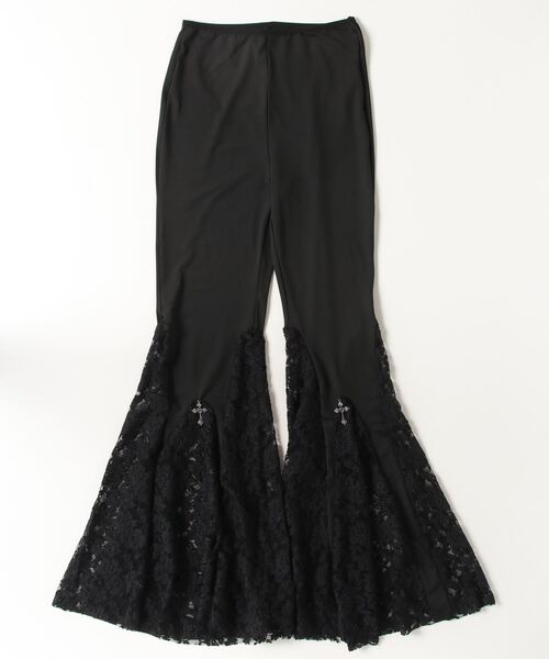 .KOM（ドットコム）の「『.KOM/ドットケーオーエム』シースルーフレアパンツ【Y】【CN】（その他パンツ・レディース・ブラック・S）」の3枚目の写真