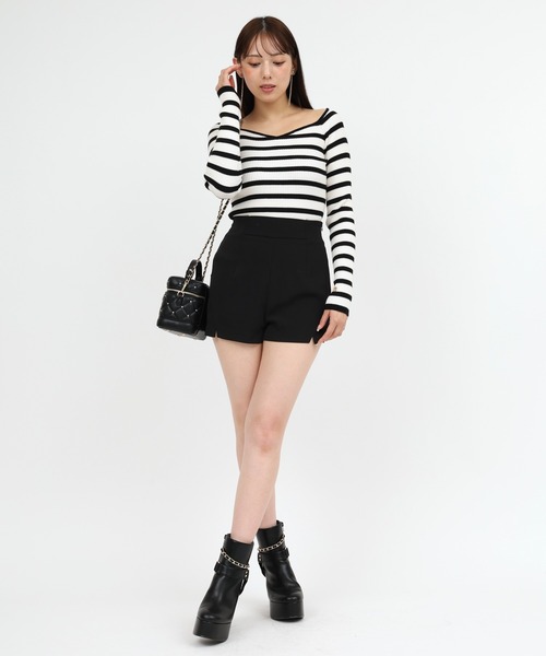 ROYAL PARTY（ロイヤルパーティー）の「スリットショートパンツ（その他パンツ・レディース・オフホワイト/ブラック・FREE）」の3枚目の写真