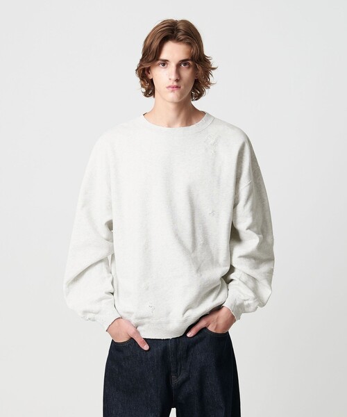セール】フレンチテリー ディストレスト クルーネック（スウェット