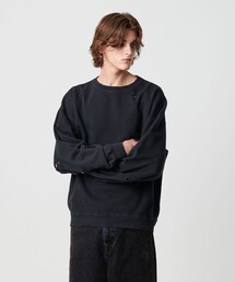 新品未使用 BAL × monkey timeスウェット クルーネック NVRFRGT × monkey time＞パネル ダブル レイヤード クルーネック
