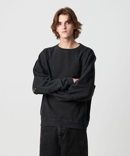 MONKEY TIME（モンキータイム）の「フレンチテリー ディストレスト クルーネック（スウェット・メンズ・ブラック/ライトグレー/ライム・L/M/S/XL）」の18枚目の写真