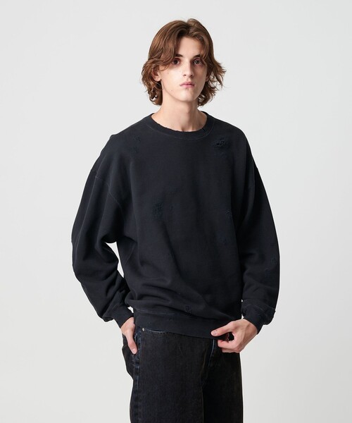 MONKEY TIME（モンキータイム）の「フレンチテリー ディストレスト クルーネック（スウェット・メンズ・ブラック/ライトグレー/ライム・L/M/S/XL）」の20枚目の写真