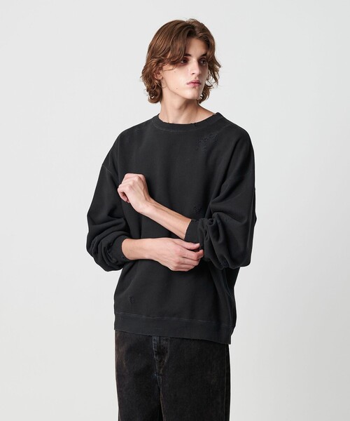 セール】フレンチテリー ディストレスト クルーネック（スウェット