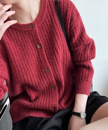 リブ」に該当するカーディガン/ボレロ（レッド/赤色系）ファッション