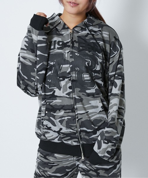 セール】《インパクト柄×スタッズ》レディース 裏毛 スウェット