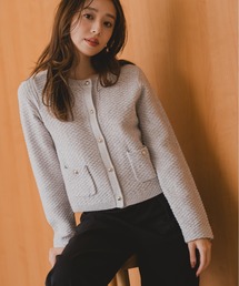 MISCH MASCH(ミッシュマッシュ)の2025秋冬新作 ツイード編みニットジャケット(ノーカラージャケット)