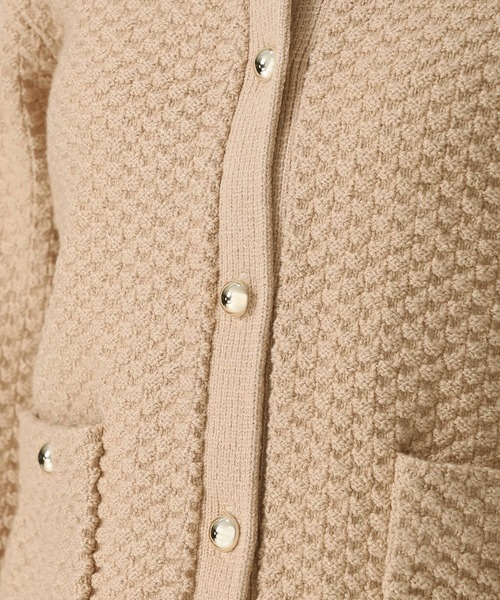 セール】2025秋冬新作 ツイード編みニットジャケット（ノーカラー