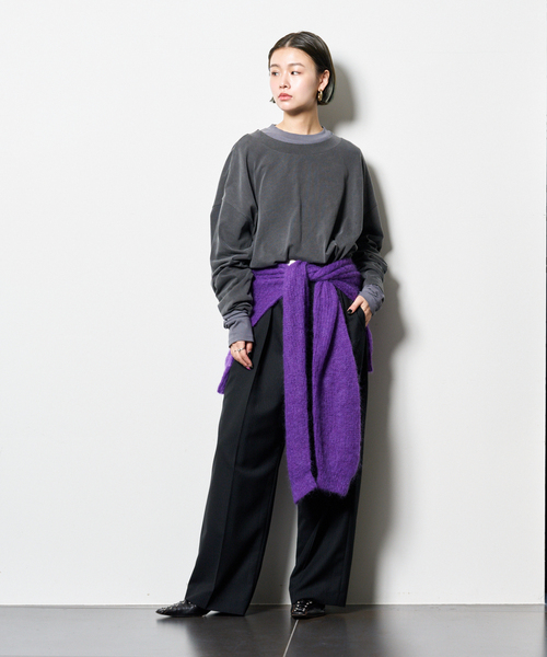 CITYSHOP（シティーショップ）の「COMBINATION LONG Tシャツ（Tシャツ/カットソー・レディース・グレー/オレンジ・FREE）」の6枚目の写真