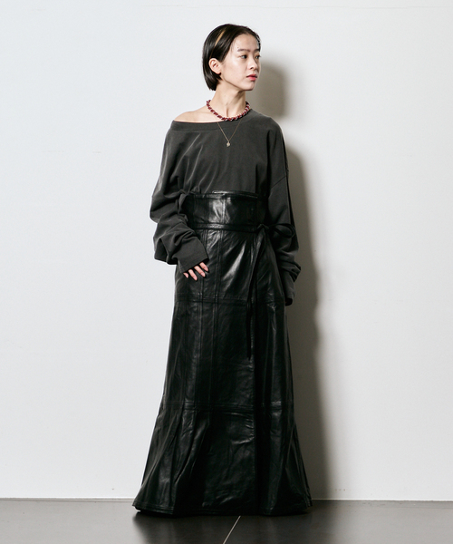 CITYSHOP（シティーショップ）の「COMBINATION LONG Tシャツ（Tシャツ/カットソー・レディース・グレー/オレンジ・FREE）」の8枚目の写真