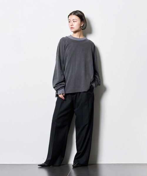 CITYSHOP（シティーショップ）の「COMBINATION LONG Tシャツ（Tシャツ/カットソー・レディース・グレー/オレンジ・FREE）」の10枚目の写真