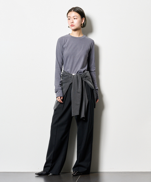 CITYSHOP（シティーショップ）の「COMBINATION LONG Tシャツ（Tシャツ/カットソー・レディース・グレー/オレンジ・FREE）」の11枚目の写真