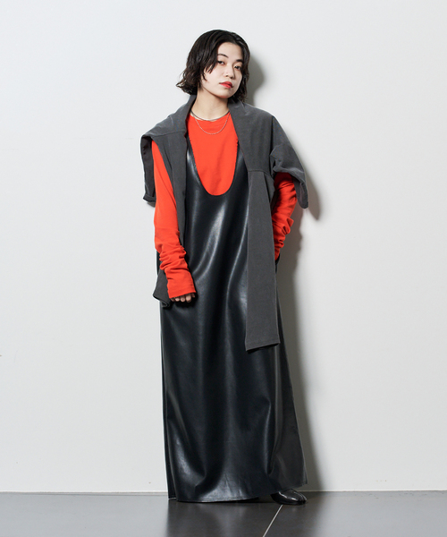 CITYSHOP（シティーショップ）の「COMBINATION LONG Tシャツ（Tシャツ/カットソー・レディース・グレー/オレンジ・FREE）」の15枚目の写真