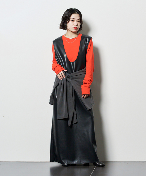 CITYSHOP（シティーショップ）の「COMBINATION LONG Tシャツ（Tシャツ/カットソー・レディース・グレー/オレンジ・FREE）」の16枚目の写真