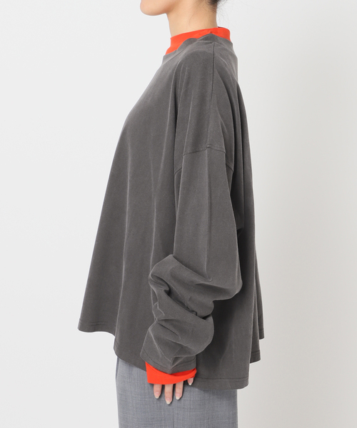 CITYSHOP（シティーショップ）の「COMBINATION LONG Tシャツ（Tシャツ/カットソー・レディース・グレー/オレンジ・FREE）」の18枚目の写真