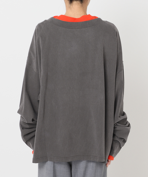 CITYSHOP（シティーショップ）の「COMBINATION LONG Tシャツ（Tシャツ/カットソー・レディース・グレー/オレンジ・FREE）」の19枚目の写真