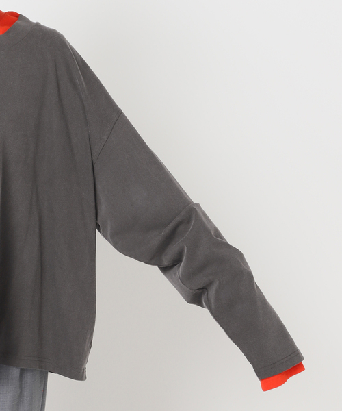 CITYSHOP（シティーショップ）の「COMBINATION LONG Tシャツ（Tシャツ/カットソー・レディース・グレー/オレンジ・FREE）」の21枚目の写真