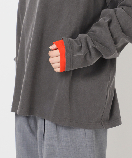 CITYSHOP（シティーショップ）の「COMBINATION LONG Tシャツ（Tシャツ/カットソー・レディース・グレー/オレンジ・FREE）」の22枚目の写真
