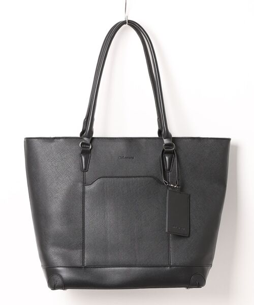 m.f.editorial（エムエフエディトリアル）の「【A4対応】m.f.エディトリアル メンズ サフィアーノ型押し トートバッグ（トートバッグ・メンズ・ブラック/グレー系その他2・FREE）」の7枚目の写真