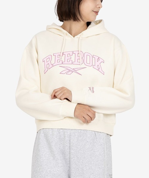 Reebok(リーボック)の「バーシティー ロゴ フーディー / SHEKIRA VARSITY HOODY(パーカー・レディース・グリーン/オフホワイト/ブラック・MEDIUM/SMALL/X-SMALL)」の1枚目の写真