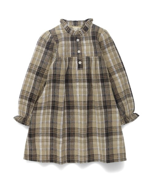 BRANSHES（ブランシェス）の「チェック柄ワンピース（ワンピース・キッズ・レッド/ブラウン・140/150/130/80/100/90/110/120）」の2枚目の写真