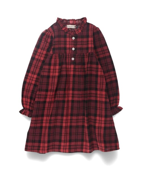 BRANSHES（ブランシェス）の「チェック柄ワンピース（ワンピース・キッズ・レッド/ブラウン・140/150/130/80/100/90/110/120）」の3枚目の写真