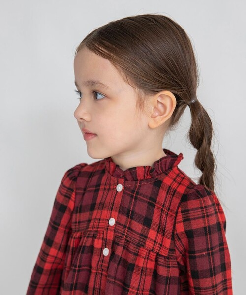BRANSHES（ブランシェス）の「チェック柄ワンピース（ワンピース・キッズ・レッド/ブラウン・140/150/130/80/100/90/110/120）」の7枚目の写真