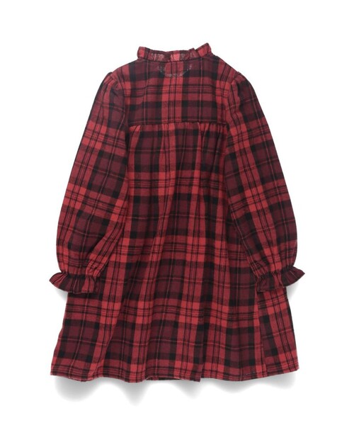 BRANSHES（ブランシェス）の「チェック柄ワンピース（ワンピース・キッズ・レッド/ブラウン・140/150/130/80/100/90/110/120）」の9枚目の写真