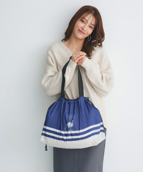 MOOMIN(ムーミン)の「MOOMIN ムーミン レインバッグカバー 2WAY リトルミイ ボーダー(エコバッグ/サブバッグ・レディース・ネイビー/ピンク・FREE)」の2枚目の写真
