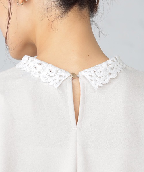 GALLORIA（ギャローリア）の「レース衿付きプルオーバー（Tシャツ/カットソー・レディース・オートミール/ネイビー・S/M/L/LL）」の6枚目の写真