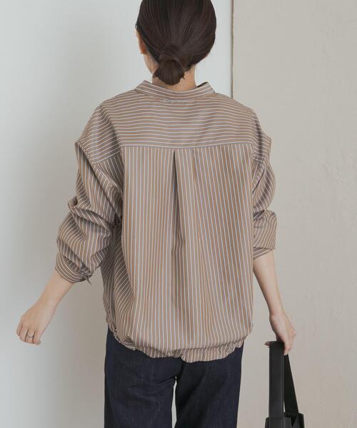 URBAN RESEARCH DOORS（アーバンリサーチドアーズ）の「ストライプドロストシャツ（シャツ/ブラウス・レディース・ネイビー/ブラウン・MEDIUM）」の5枚目の写真