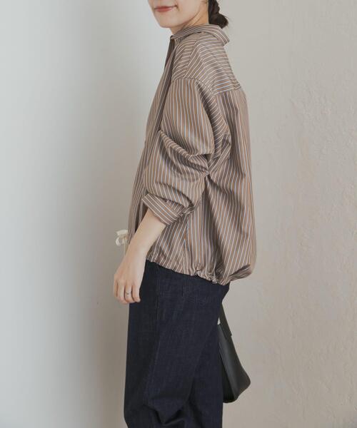 URBAN RESEARCH DOORS（アーバンリサーチドアーズ）の「ストライプドロストシャツ（シャツ/ブラウス・レディース・ネイビー/ブラウン・MEDIUM）」の9枚目の写真