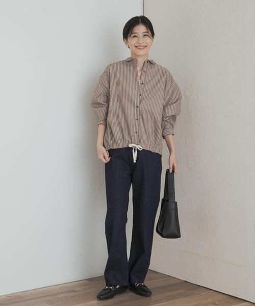 URBAN RESEARCH DOORS（アーバンリサーチドアーズ）の「ストライプドロストシャツ（シャツ/ブラウス・レディース・ネイビー/ブラウン・MEDIUM）」の10枚目の写真