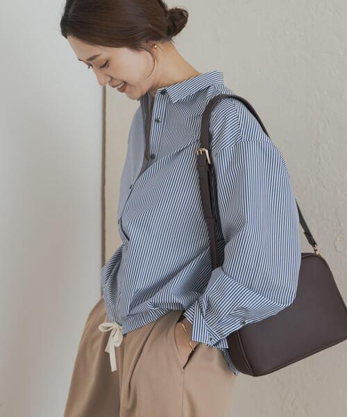 URBAN RESEARCH DOORS（アーバンリサーチドアーズ）の「ストライプドロストシャツ（シャツ/ブラウス・レディース・ネイビー/ブラウン・MEDIUM）」の14枚目の写真