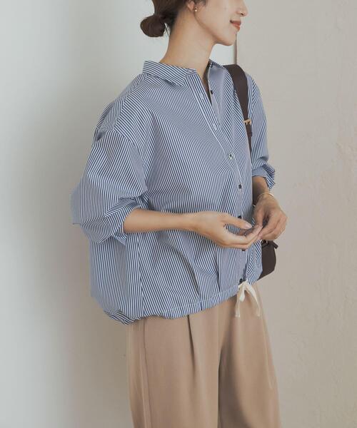 URBAN RESEARCH DOORS（アーバンリサーチドアーズ）の「ストライプドロストシャツ（シャツ/ブラウス・レディース・ネイビー/ブラウン・MEDIUM）」の19枚目の写真