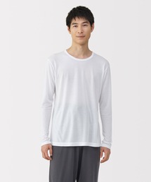 無印良品(ムジルシリョウヒン)の紳士 脇に縫い目のない なめらか クルーネック長袖Tシャツ(インナーウェア/肌着)