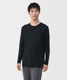 無印良品(ムジルシリョウヒン)の紳士 脇に縫い目のない なめらか クルーネック長袖Tシャツ(インナーウェア/肌着)
