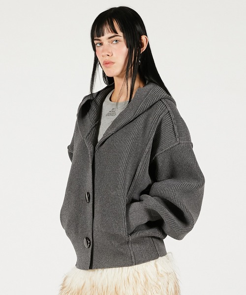 PRANK PROJECT（プランクプロジェクト）の「【Pre-Order】フーディーニットカーディガン / Hoodie Knit Cardigan（カーディガン/ボレロ・レディース・ブラック/グレー・FREE）」の19枚目の写真