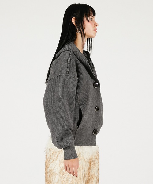 PRANK PROJECT（プランクプロジェクト）の「【Pre-Order】フーディーニットカーディガン / Hoodie Knit Cardigan（カーディガン/ボレロ・レディース・ブラック/グレー・FREE）」の21枚目の写真