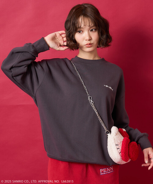 FREAK'S STORE(フリークスストア)の「SANRIO/サンリオ はんなり ”HELLO KITTY” スウェット/ハローキティ(スウェット・レディース・チャコール/グレー/パープル・フリ-)」の9枚目の写真