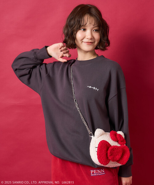 FREAK'S STORE(フリークスストア)の「SANRIO/サンリオ はんなり ”HELLO KITTY” スウェット/ハローキティ(スウェット・レディース・チャコール/グレー/パープル・フリ-)」の10枚目の写真