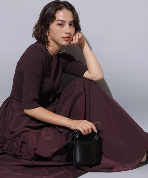 カットワークワンピースアルページュストーリー 新品Arpege storyオリジナル、ショートニットセットギャザー