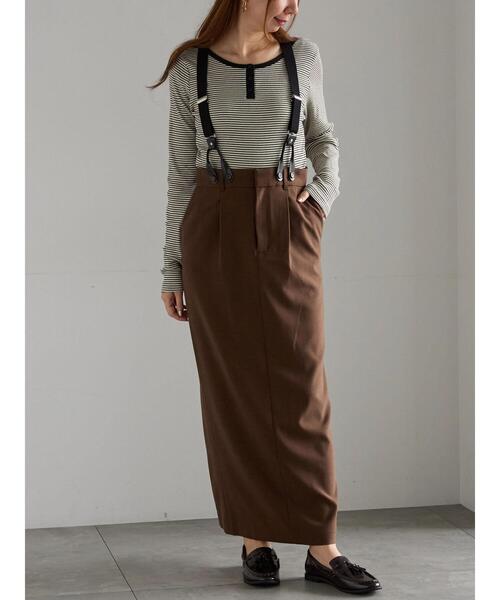 Te chichi(テチチ)の「サスペンダータイトスカート(スカート・レディース・ブラウン/グレー・F)」の3枚目の写真