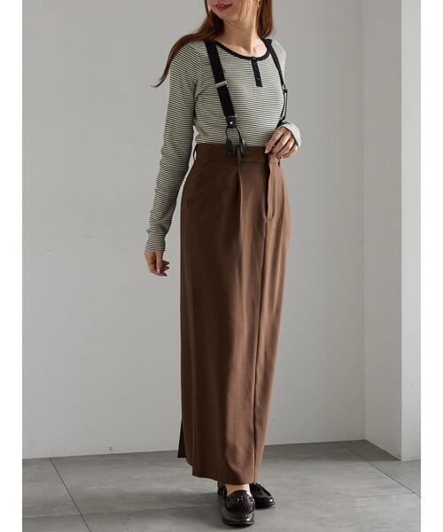 Te chichi(テチチ)の「サスペンダータイトスカート(スカート・レディース・ブラウン/グレー・F)」の4枚目の写真