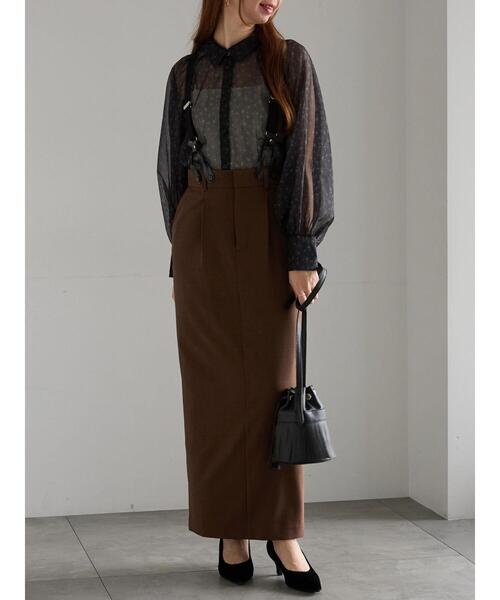 Te chichi(テチチ)の「サスペンダータイトスカート(スカート・レディース・ブラウン/グレー・F)」の5枚目の写真