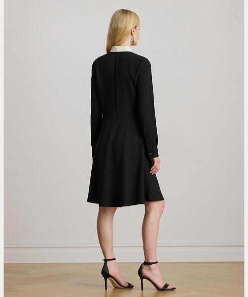 セール】ツートーン ジョーゼット タイネック ドレス（ワンピース