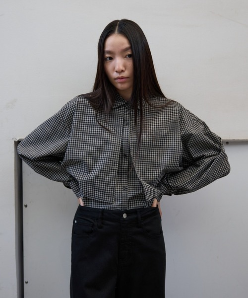 NOMINE】【ユニセックス】ロングヨーク オーバーサイズ チェックシャツ