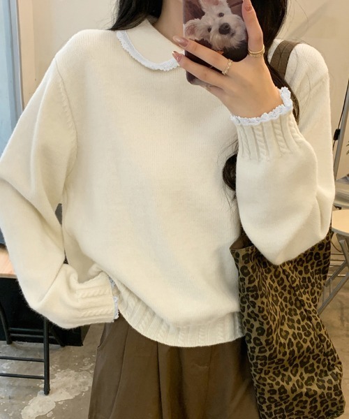 セール】レース襟付きニットトップス（ニット/セーター）｜ReRe（リリ