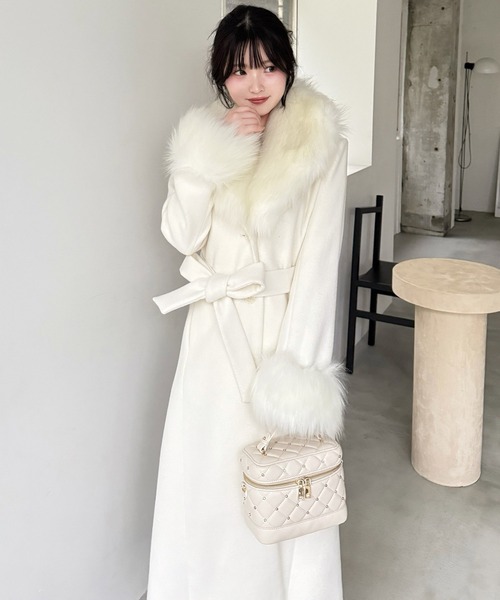 ROYAL PARTY(ロイヤルパーティー)の「ショールファーウールテーラーコート(その他アウター・レディース・ブラック/ベージュ/オフホワイト・SMALL/MEDIUM)」の15枚目の写真